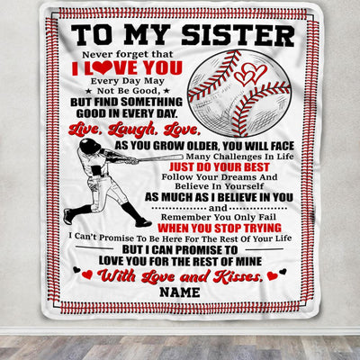 Personalized To My Sister Blanket From Brother I Believe In You Baseball Sister Birthday Graduation Christmas Customized Bed Fleece Throw Blanket | teecentury