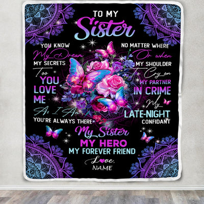 Personalized To My Sister Blanket From Brother My Hero My Forever Friend Flower Bufterfly Sister Birthday Christmas Customized Fleece Throw Blanket Blanket | Teecentury.com