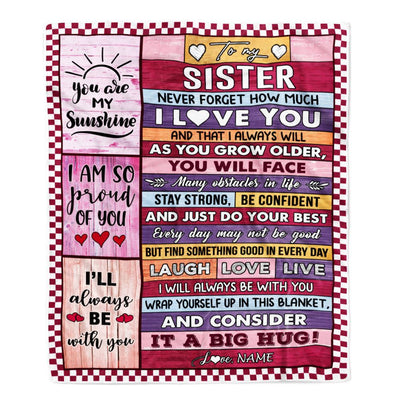 Personalized To My Sister Blanket From Brother Wood Never Forget How Much I Love You Sister Birthday Graduation Christmas Customized Fleece Throw Blanket | teecentury