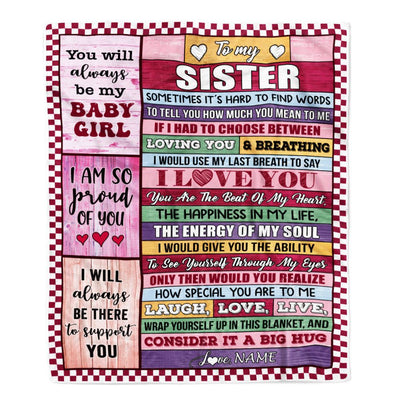Personalized To My Sister Blanket From Brother Wood You Mean Yo Me Baby Girl Sister Birthday Graduation Christmas Customized Gift Fleece Throw Blanket | teecentury