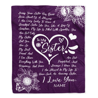 Personalized To My Sister Blanket From Sister A Good Friend Sunflower Like You Like A Ray Of Sunshine Sister Birthday Christmas Customized Fleece Blanket | teecentury