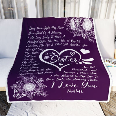 Personalized To My Sister Blanket From Sister A Good Friend Sunflower Like You Like A Ray Of Sunshine Sister Birthday Christmas Customized Fleece Blanket | teecentury
