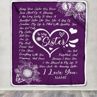 Personalized To My Sister Blanket From Sister A Good Friend Sunflower Like You Like A Ray Of Sunshine Sister Birthday Christmas Customized Fleece Blanket | teecentury