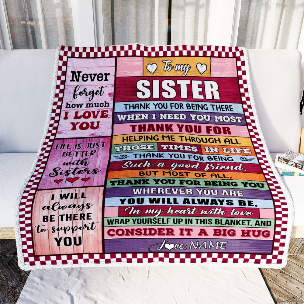 Personalized To My Sister Blanket From Sister Wood Never Forget How Much I Love You Little Soul Sister Birthday Christmas Customized Gift Fleece Throw Blanket Teecentury