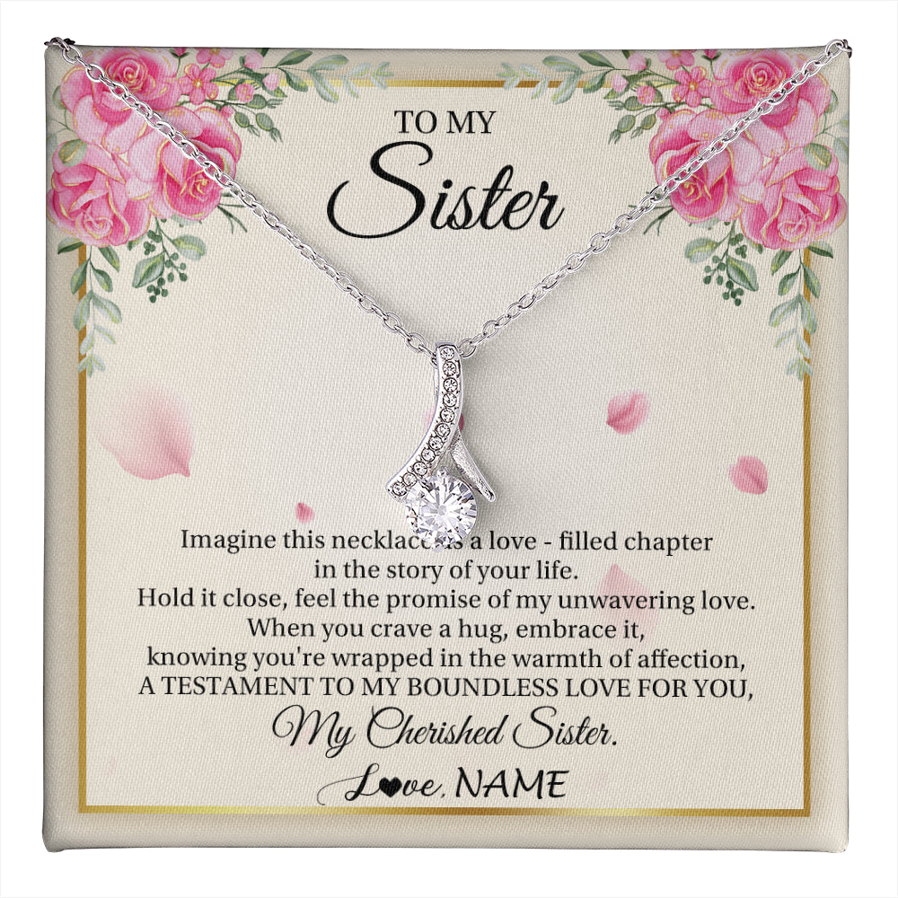 Alluring Beauty Necklace 14K White Gold Finish | 1 | Personalized To My Sister From Brother Imagine This Necklace As A Love Sister Birthday Gifts Jewelry Graduation Christmas Customized Gift Box Message Card | teecentury
