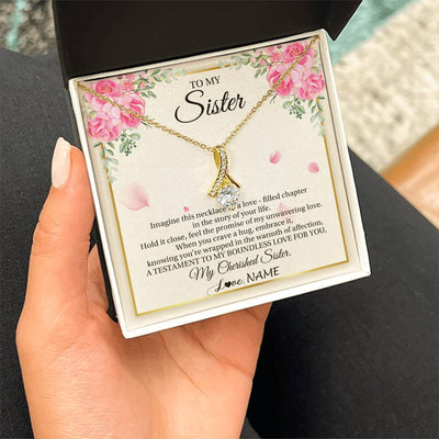 Alluring Beauty Necklace 18K Yellow Gold Finish | 2 | Personalized To My Sister From Brother Imagine This Necklace As A Love Sister Birthday Gifts Jewelry Graduation Christmas Customized Gift Box Message Card | teecentury