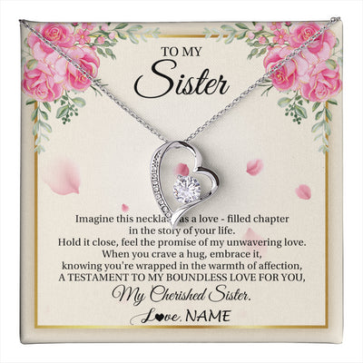 Forever Love Necklace 14K White Gold Finish | 1 | Personalized To My Sister From Brother Imagine This Necklace As A Love Sister Birthday Gifts Jewelry Graduation Christmas Customized Gift Box Message Card | teecentury