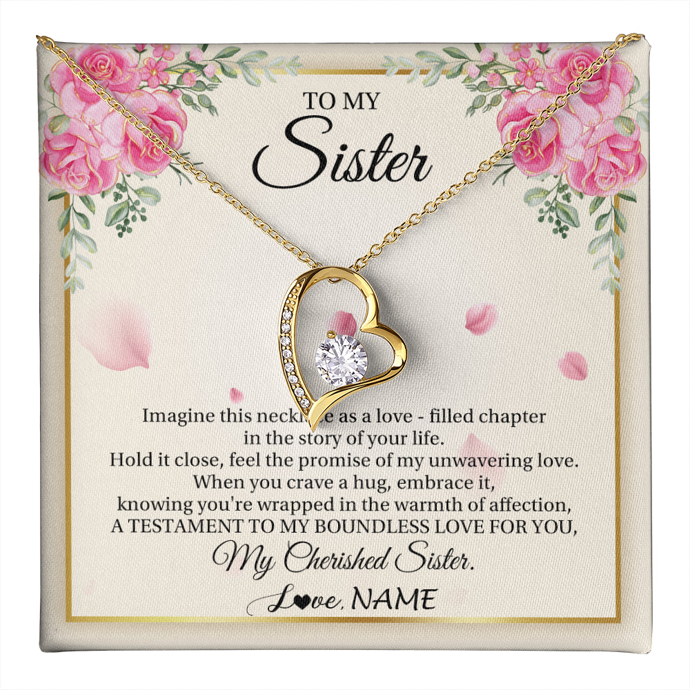 Forever Love Necklace 18K Yellow Gold Finish | 1 | Personalized To My Sister From Brother Imagine This Necklace As A Love Sister Birthday Gifts Jewelry Graduation Christmas Customized Gift Box Message Card | teecentury