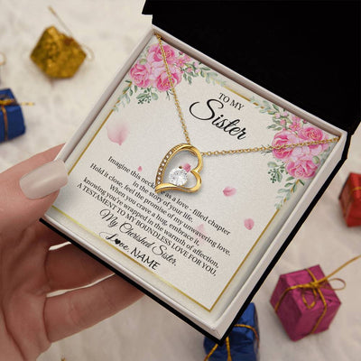Forever Love Necklace 18K Yellow Gold Finish | 2 | Personalized To My Sister From Brother Imagine This Necklace As A Love Sister Birthday Gifts Jewelry Graduation Christmas Customized Gift Box Message Card | teecentury