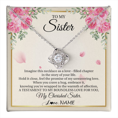 Love Knot Necklace 14K White Gold Finish | 1 | Personalized To My Sister From Brother Imagine This Necklace As A Love Sister Birthday Gifts Jewelry Graduation Christmas Customized Gift Box Message Card | teecentury