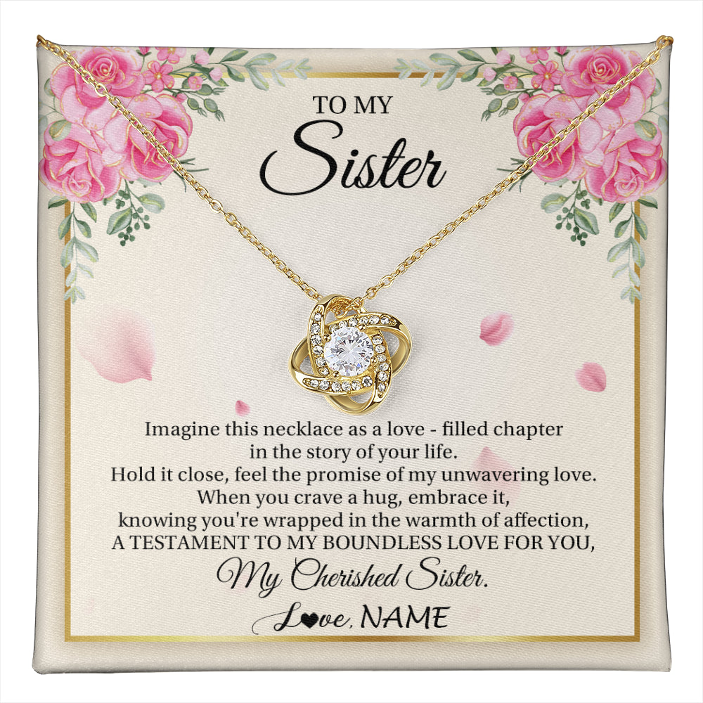Love Knot Necklace 18K Yellow Gold Finish | 1 | Personalized To My Sister From Brother Imagine This Necklace As A Love Sister Birthday Gifts Jewelry Graduation Christmas Customized Gift Box Message Card | teecentury