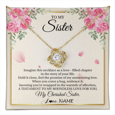 Love Knot Necklace 18K Yellow Gold Finish | 1 | Personalized To My Sister From Brother Imagine This Necklace As A Love Sister Birthday Gifts Jewelry Graduation Christmas Customized Gift Box Message Card | teecentury