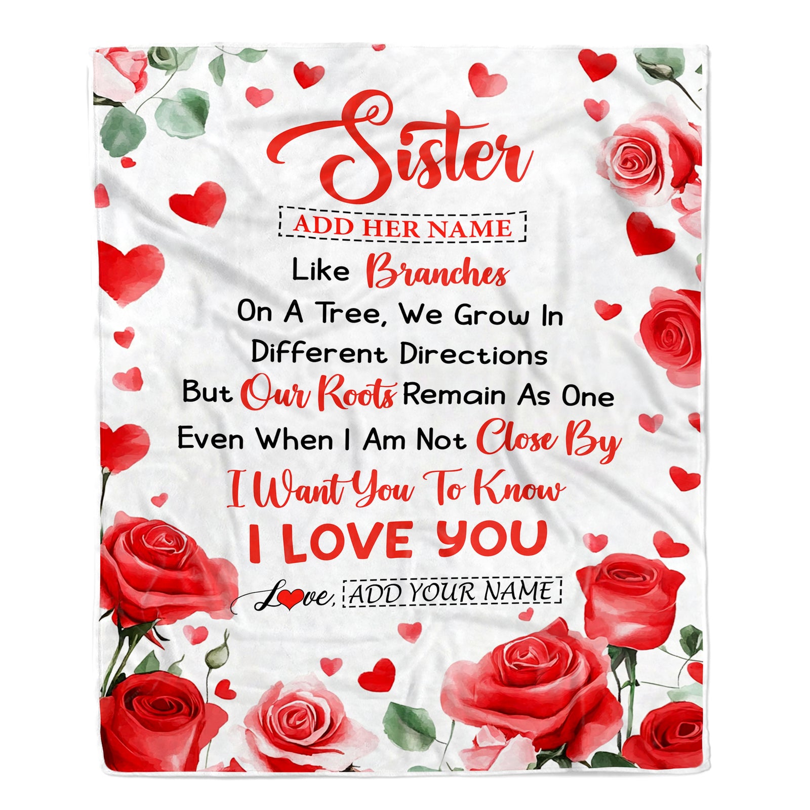 Personalized To My Sister Gifts Blanket From Brother Flower Like Branches Birthday Gifts For Sister Women Christmas Custom Fleece Throw Blanket | teecentury