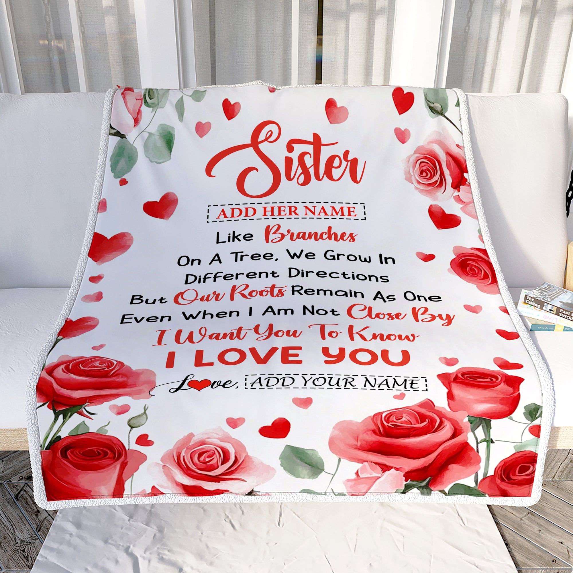 Personalized To My Sister Gifts Blanket From Brother Flower Like Branches Birthday Gifts For Sister Women Christmas Custom Fleece Throw Blanket | teecentury