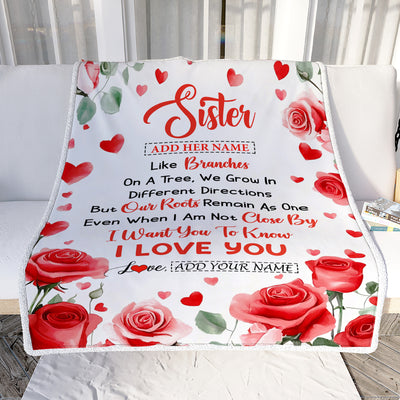 Personalized To My Sister Gifts Blanket From Brother Flower Like Branches Birthday Gifts For Sister Women Christmas Custom Fleece Throw Blanket | teecentury