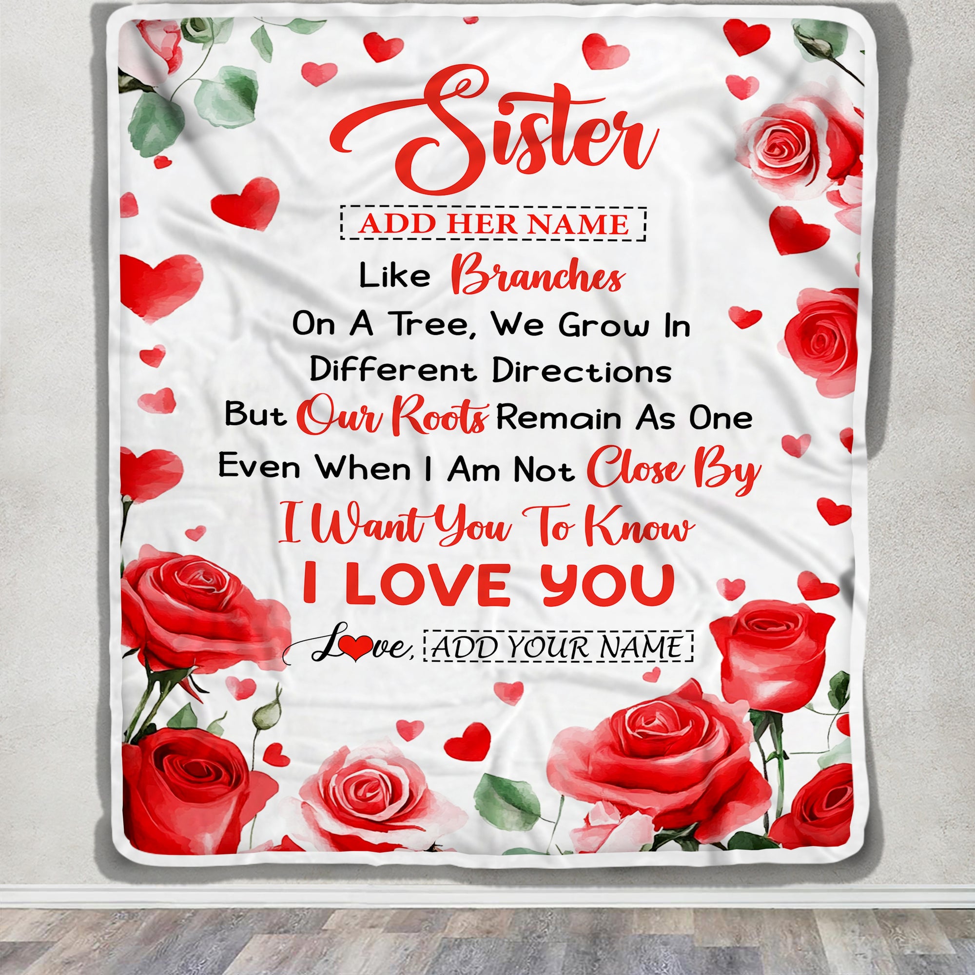 Personalized To My Sister Gifts Blanket From Brother Flower Like Branches Birthday Gifts For Sister Women Christmas Custom Fleece Throw Blanket | teecentury