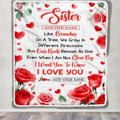Personalized To My Sister Gifts Blanket From Brother Flower Like Branches Birthday Gifts For Sister Women Christmas Custom Fleece Throw Blanket | teecentury