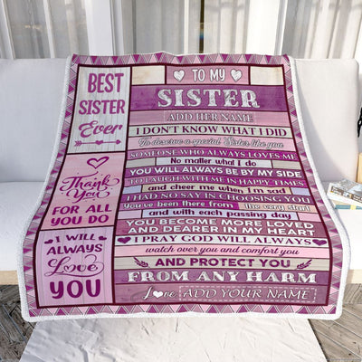 Personalized To My Sister Gifts Blanket From Brother Wood Thank You For All Gifts For Sister Birthday Gifts Sister Graduation Christmas Fleece Throw Blanket | teecentury