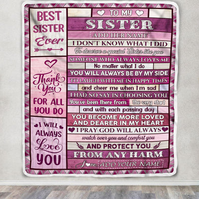 Personalized To My Sister Gifts Blanket From Brother Wood Thank You For All Gifts For Sister Birthday Gifts Sister Graduation Christmas Fleece Throw Blanket | teecentury
