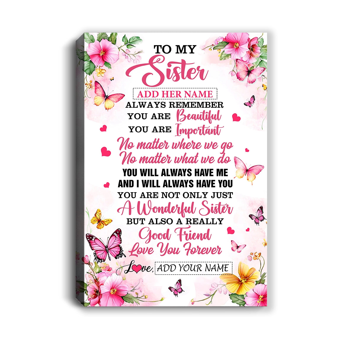 Personalized To My Sister Gifts Canvas From Brother You Are Beautiful Birthday Gifts For Sister Graduation Christmas Custom Wall Art Framed Canvas | teecentury
