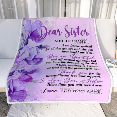 Personalized To My Sister Gifts From Brother Blanket Flower You Are Beautiful Gifts For Sister Birthday Gifts Sister Graduation Christmas Fleece Throw Blanket | teecentury