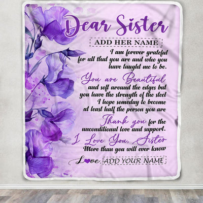 Personalized To My Sister Gifts From Brother Blanket Flower You Are Beautiful Gifts For Sister Birthday Gifts Sister Graduation Christmas Fleece Throw Blanket | teecentury