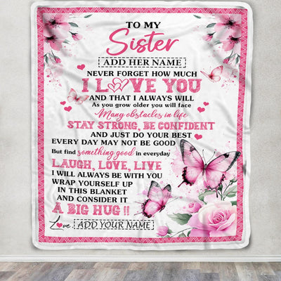 Personalized To My Sister Gifts From Brother Blanket I Love You Butterfly Birthday Gifts For Sister Graduation Christmas Customized Fleece Throw Blanket | teecentury