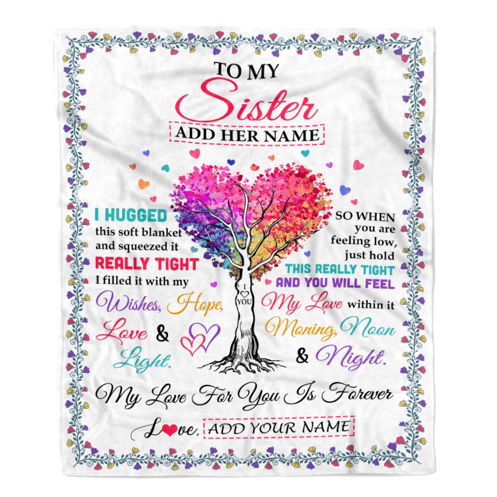 Personalized To My Sister Gifts From Brother Hugged Blanket Birthday Gifts For Sister Graduation Christmas Customized Fleece Throw Blanket | teecentury