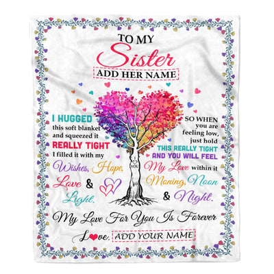 Personalized To My Sister Gifts From Brother Hugged Blanket Birthday Gifts For Sister Graduation Christmas Customized Fleece Throw Blanket | teecentury