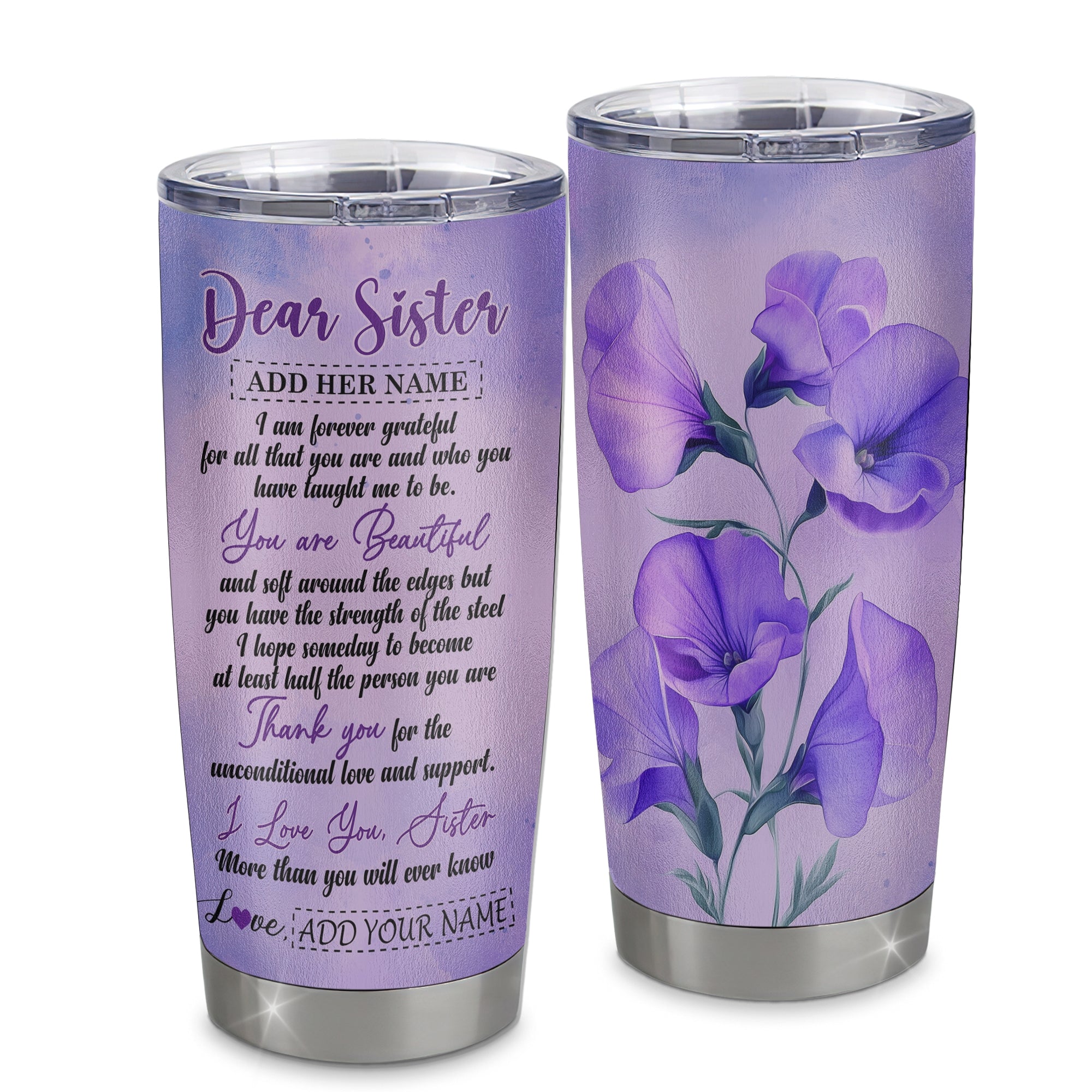 Personalized To My Sister Gifts From Brother Tumbler Flower You Are Beautiful Gifts For Sister Birthday Gifts Sister Graduation Christmas Custom Stainless Steel Mug | teecentury