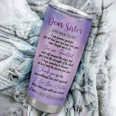 Personalized To My Sister Gifts From Brother Tumbler Flower You Are Beautiful Gifts For Sister Birthday Gifts Sister Graduation Christmas Custom Stainless Steel Mug | teecentury