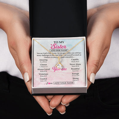 Alluring Beauty Necklace 18K Yellow Gold Finish | 2 | Personalized To My Sister Gifts Necklace From Brother Christian Religious Jewelry Gifts For Sister Birthday Graduation Christmas Custom Gift Box Message Card | https://teecentury.