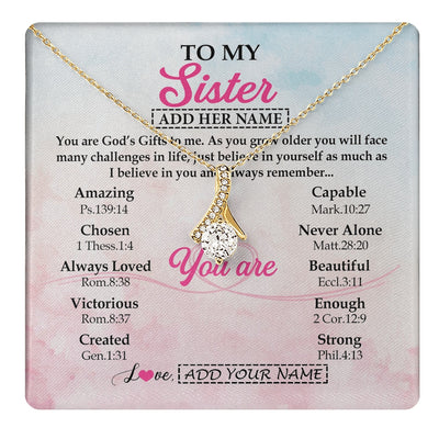 Alluring Beauty Necklace 18K Yellow Gold Finish | 1 | Personalized To My Sister Gifts Necklace From Brother Christian Religious Jewelry Gifts For Sister Birthday Graduation Christmas Custom Gift Box Message Card | https://teecentury.