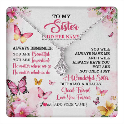 Alluring Beauty Necklace 14K White Gold Finish | 1 | Personalized To My Sister Gifts Necklace From Brother You Are Beautiful Birthday Gifts For Sister Graduation Christmas Custom Gift Box Message Card | https://teecentury.