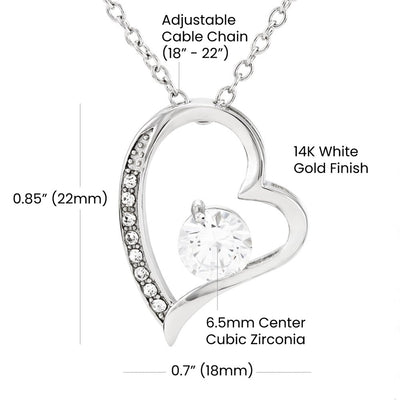 Forever Love Necklace 14K White Gold Finish | 4 | Personalized To My Sister Necklace From Brother I Wish You The Strength Sister Birthday Graduation Inspirational Customized Gift Box Message Card | teecentury.myshopify