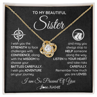 for My Beautiful Sister Necklace Gift | to My Sister Gifts 18K Yellow Gold Finish / Standard Box