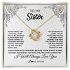 Love Knot Necklace 18K Yellow Gold Finish | Personalized To My Sister Necklace From Brother Never Forget That I Love You Sister Birthday Graduation Christmas Jewelry Customized Gift Box Message Card | teecentury