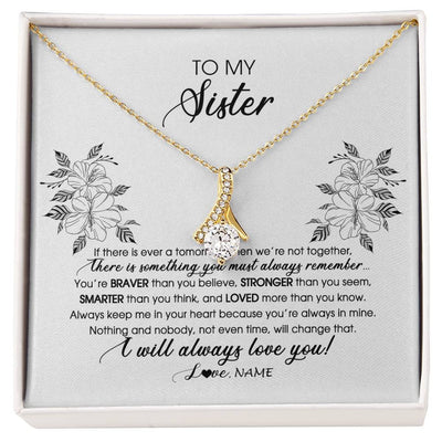 Alluring Beauty Necklace 18K Yellow Gold Finish | Personalized To My Sister Necklace From Brother Sister Not Even Time Floral Sister Birthday Graduation Christmas Customized Message Card | teecentury
