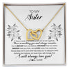 Interlocking Hearts Necklace 18K Yellow Gold Finish | Personalized To My Sister Necklace From Brother Sister Not Even Time Floral Sister Birthday Graduation Christmas Customized Message Card | teecentury