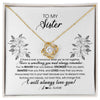 Love Knot Necklace 18K Yellow Gold Finish | Personalized To My Sister Necklace From Brother Sister Not Even Time Floral Sister Birthday Graduation Christmas Customized Message Card | teecentury