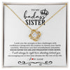 Love Knot Necklace 18K Yellow Gold Finish | Personalized To My Sister Necklace From Brother Sister Wish You The Strength Sister Birthday Christmas Graduation Jewelry Customized Gift Box Message Card | teecentury