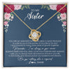 Love Knot Necklace 18K Yellow Gold Finish | Personalized To My Sister Necklace From Brother Sister You Are My Greatest Gift Sister Birthday Christmas Customized Jewelry Gift Box Message Card | teecentury