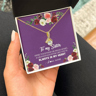Alluring Beauty Necklace 18K Yellow Gold Finish | Personalized To My Sister Necklace From Brother Sister You Is Always In My Heart Sister Birthday Christmas Jewelry Customized Gift Box Message Card | teecentury