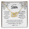 Interlocking Hearts Necklace 18K Yellow Gold Finish | Personalized To My Sister Necklace From Brother Sister You're Braver Stronger Smarter Sister Birthday Christmas Customized Jewelry Gift Box Message Card | teecentury
