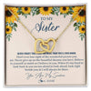 Interlocking Hearts Necklace 18K Yellow Gold Finish | Personalized To My Sister Necklace From Brother Sunflower You Are My Sunshine Sister Jewelry Graduation Birthday Christmas Customized Gift Box Message Card | teecentury