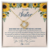 Love Knot Necklace 18K Yellow Gold Finish | Personalized To My Sister Necklace From Brother Sunflower You Are My Sunshine Sister Jewelry Graduation Birthday Christmas Customized Gift Box Message Card | teecentury