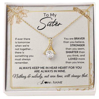 Alluring Beauty Necklace 18K Yellow Gold Finish | 1 | Personalized To My Sister Necklace From Sister Brother Always Keep Me In Your Heart Sister Birthday Graduation Christmas Customized Gift Box Message Card | teecentury