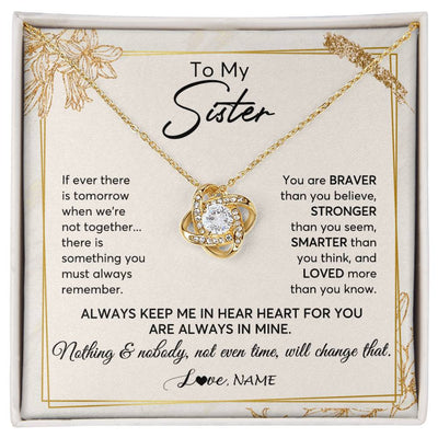 Love Knot Necklace 18K Yellow Gold Finish | 1 | Personalized To My Sister Necklace From Sister Brother Always Keep Me In Your Heart Sister Birthday Graduation Christmas Customized Gift Box Message Card | teecentury