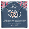Interlocking Hearts Necklace Stainless Steel & Rose Gold Finish | 1 | Personalized To My Sister Necklace From Sister Brother Braver Stronger Smarter Loved Sister Pendant Jewelry Birthday Christmas Customized Message Card | teecentury