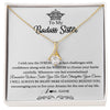 Alluring Beauty Necklace 18K Yellow Gold Finish | Personalized To My Sister Necklace From Sister Brother Straighten Your Crown Sister Pendant Jewelry Birthday Christmas Customized Gift Box Message Card | teecentury